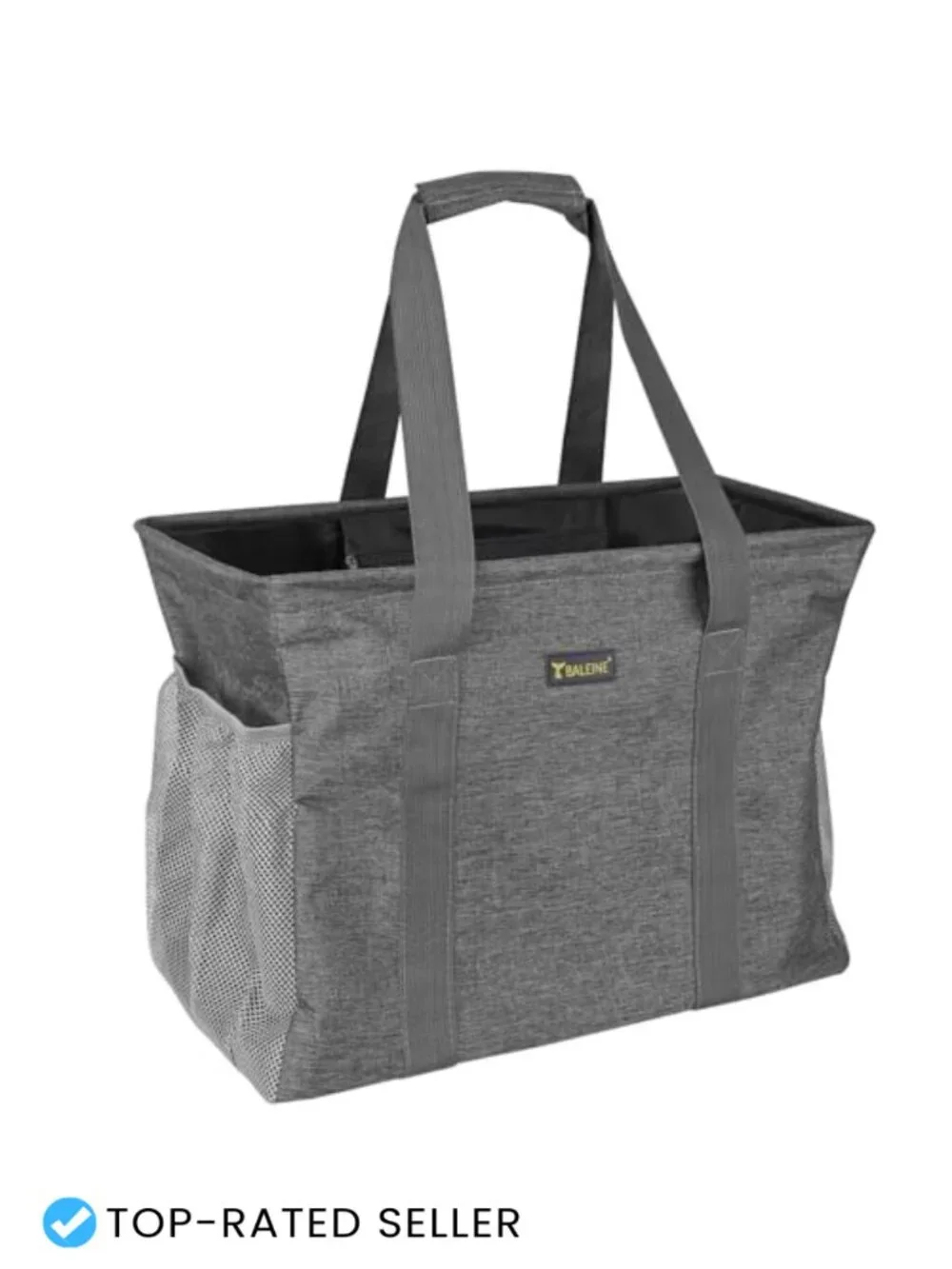 Large Utility Tote Bag with Reinforced Wire Frame, Reusable Grocery Bag